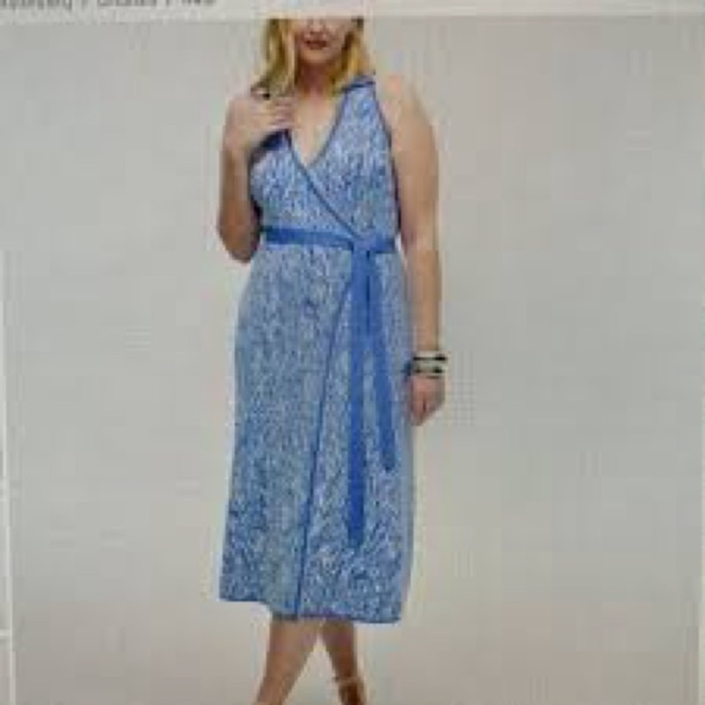 Diane Von Furstenberg for Target Sea Twig Wrap Dress Blue White Size Medium